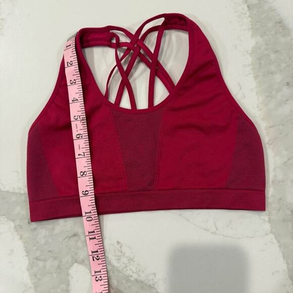 Fabletics Strappy Racerback Sports Bra Women's Small Red Mesh Details Low Impact - Picture 7 of 7